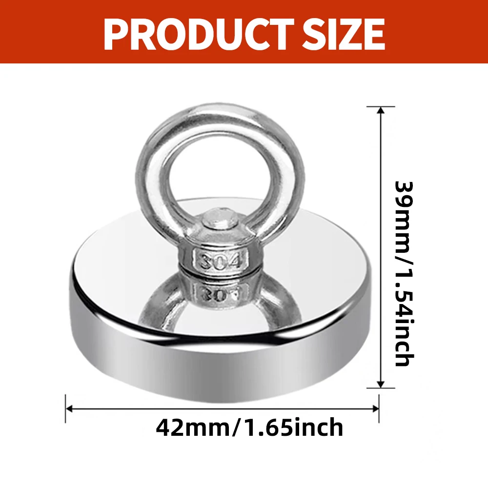 Super neodymium fishing magnet with eye bolts 16-60mm strong adsorption, yard, lawn, outdoor fishing search assistant. image 4