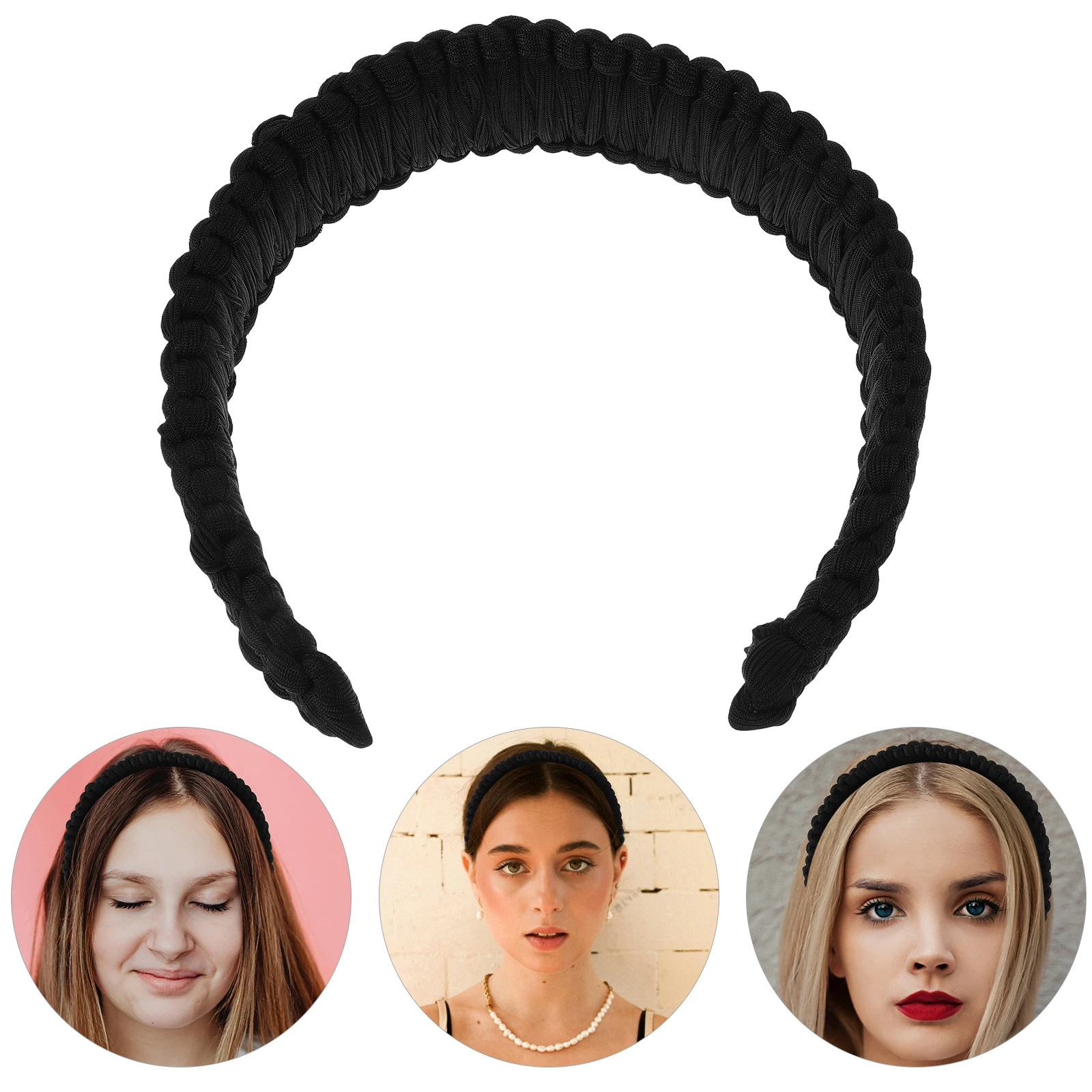 

French Retro Hairb Women Black Braided Headb Comfortable Wide Boho Fashion Accessories Girls Styling Halloween Makeup