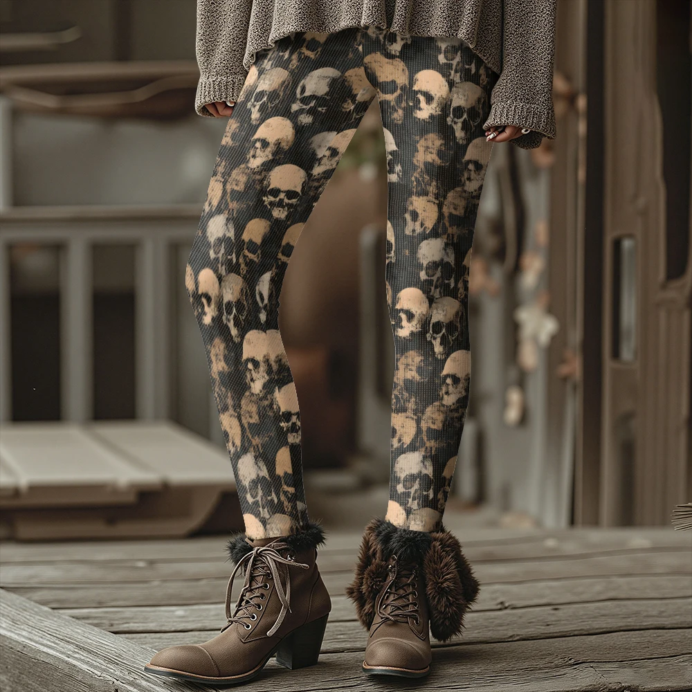 المرأة طماق الشتاء السميكة مع طباعة الخفافيش هالوين القوطي الشرير نمط الجوارب الحرارية روك شارع نمط السراويل الموضة حجم كبير