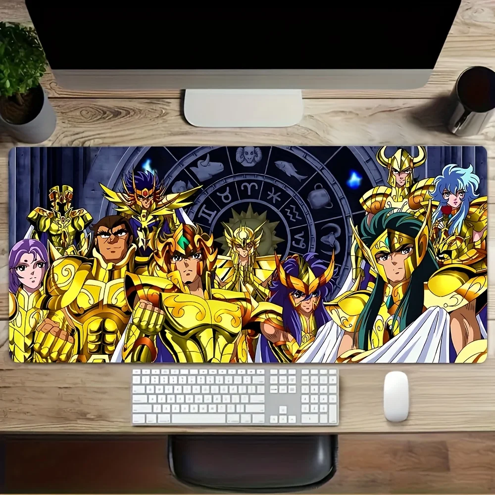 Golden Saint Seiya Anime Gaming Mouse Pad Desk Mat Non-Slip Rubber Large Computer Office Home Desk Pad Desk Carpet Mouse Mat