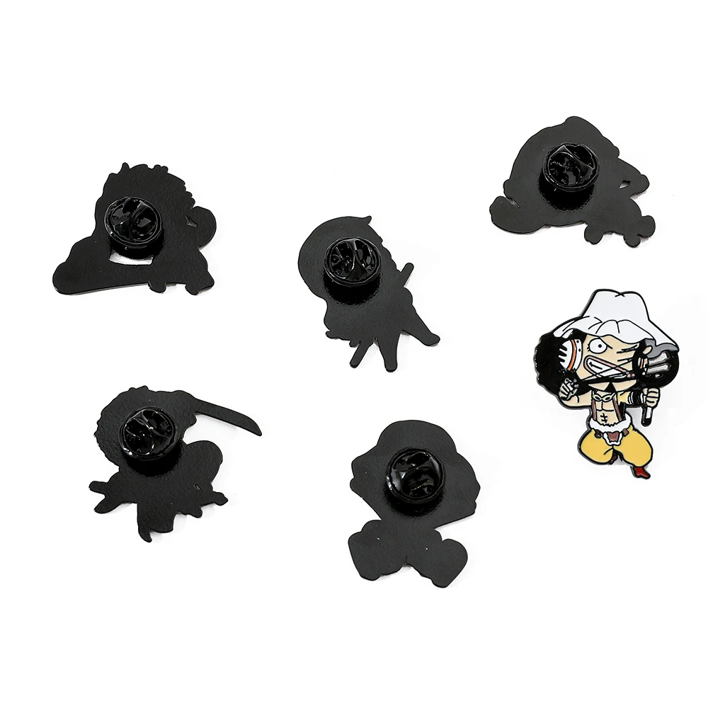 6 Pcs ONE PIECE Cartoon Brooch Usopp Luffy Nami Fashion Enamel Pin Metal Badge Jewelry Clothing Backpack Accessories Gift view 2