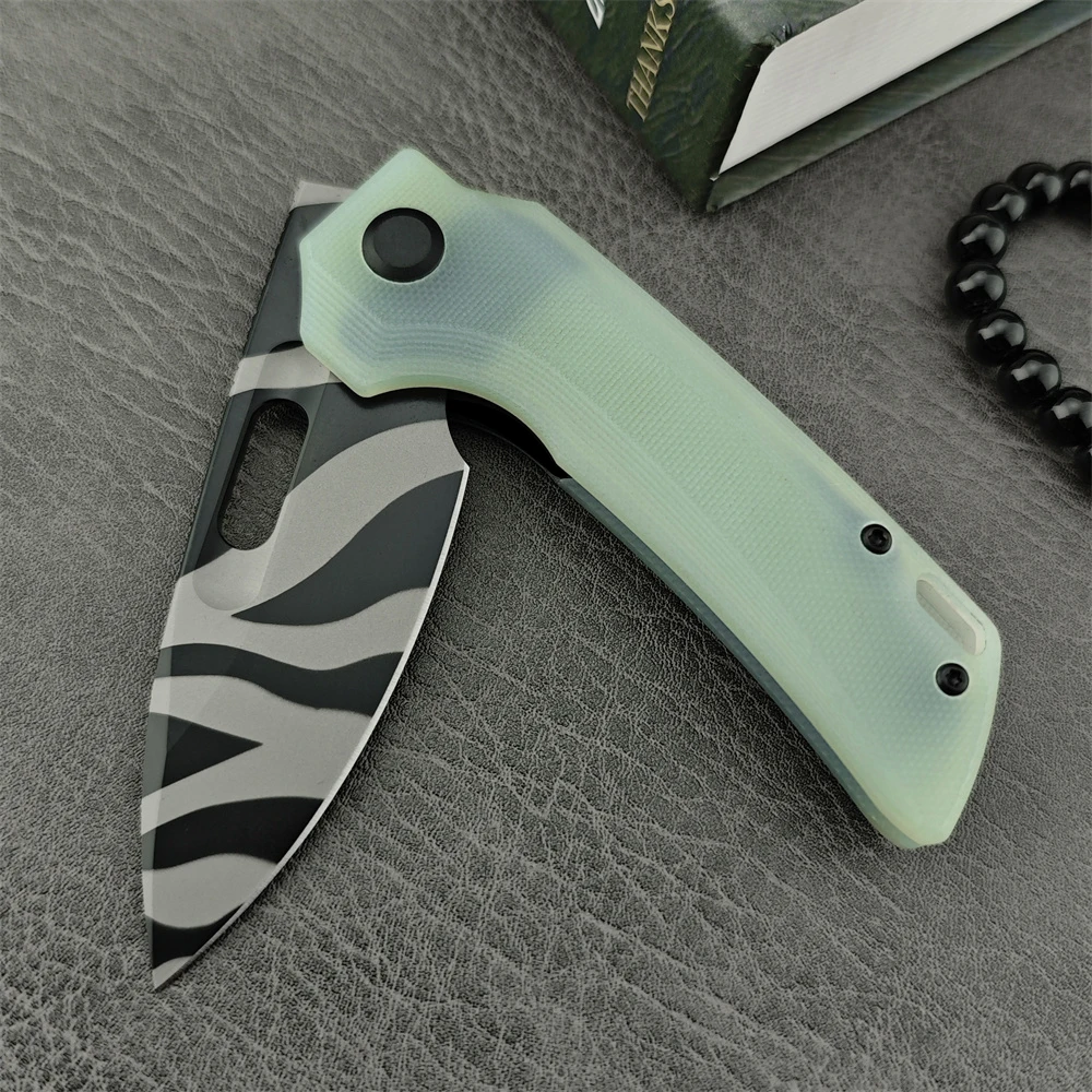 New Outdoor Tactical Folding Knife Zebra Pattern D2 Blade Carbon Fiber Handle EDC Camping Hiking Hunting Survival Tool