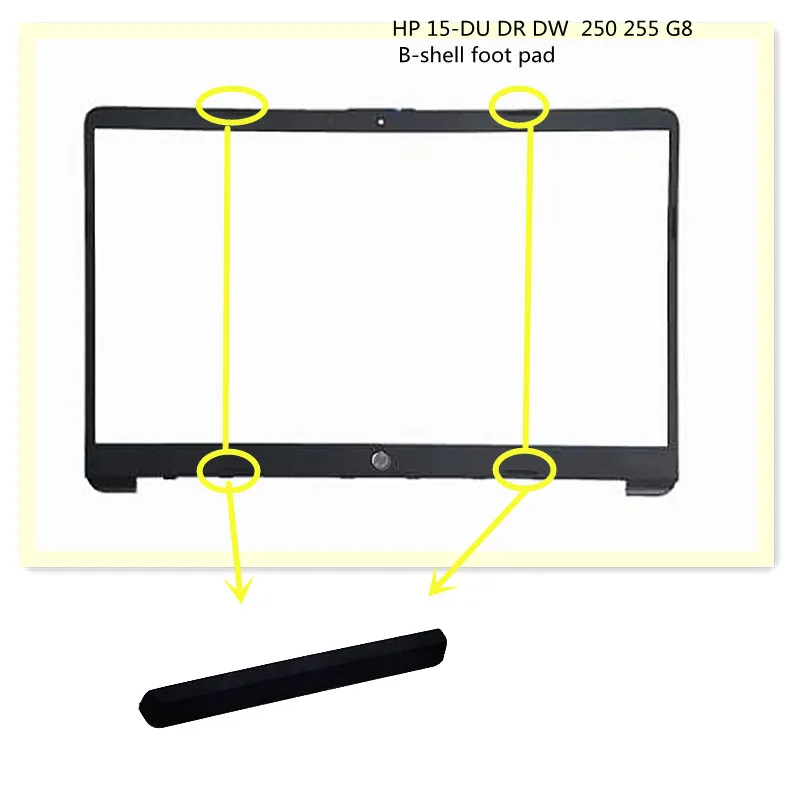 Nuovo poggiapiedi originale del bordo della cornice dello schermo LCD del computer portatile adatto per HP 15-DU DR DW 250 255 G8 nero