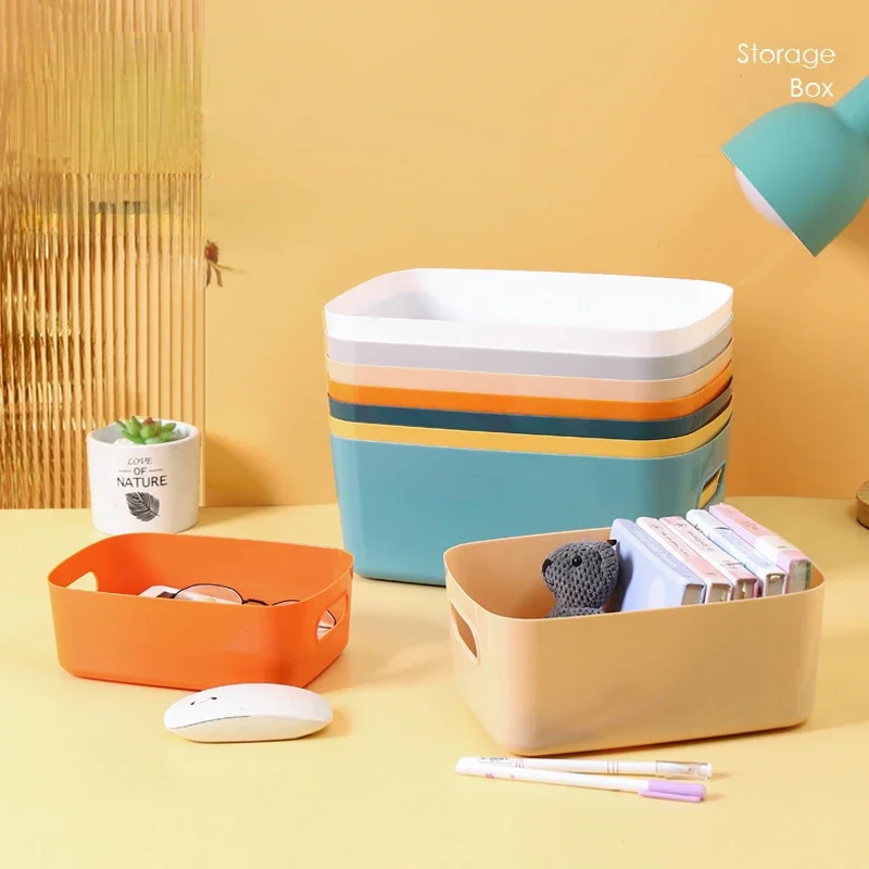 S/M/L Desktop Storage Box Sundry Storage Student Snack Plastic Cosmetic Storage Box Household Kitchen Sorting Box Makeup Box