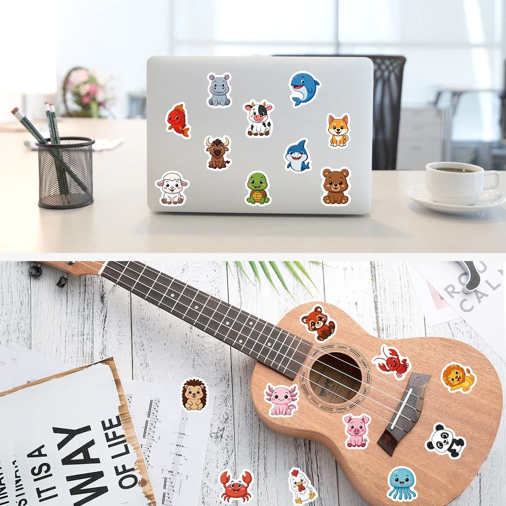 500-1500pcs Adorable Animal Stickers Jungle Farm Ocean Animal Water Bottle Stickers Waterproof Vinyl Animal Stickers Skateboard, image 5