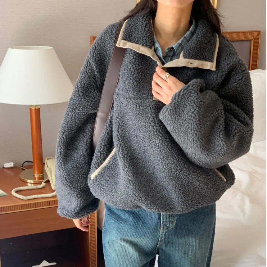 سترة نسائية كبيرة الحجم Fce Jaet دافئة متعددة الاستخدامات غير رسمية Sle Dongdaemun Ins خريف شتاء جديد وصول ملابس الشارع #1