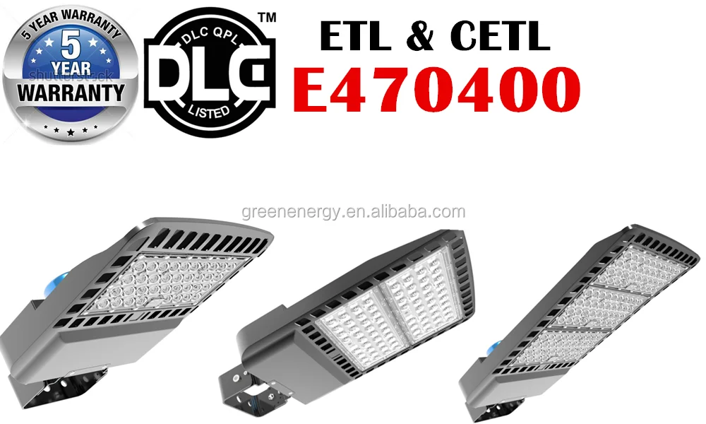 North america market ETL DLC 300W IP66 lampu jalan, peralatan Led 130LM/w luar ruangan tahan air slip fit parkir