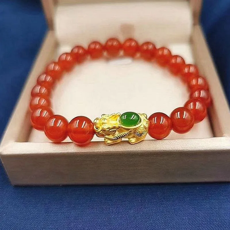 

Chalcedony Agate-Transparent Multi-Color Inlaid Bracelet Champagne Ornament