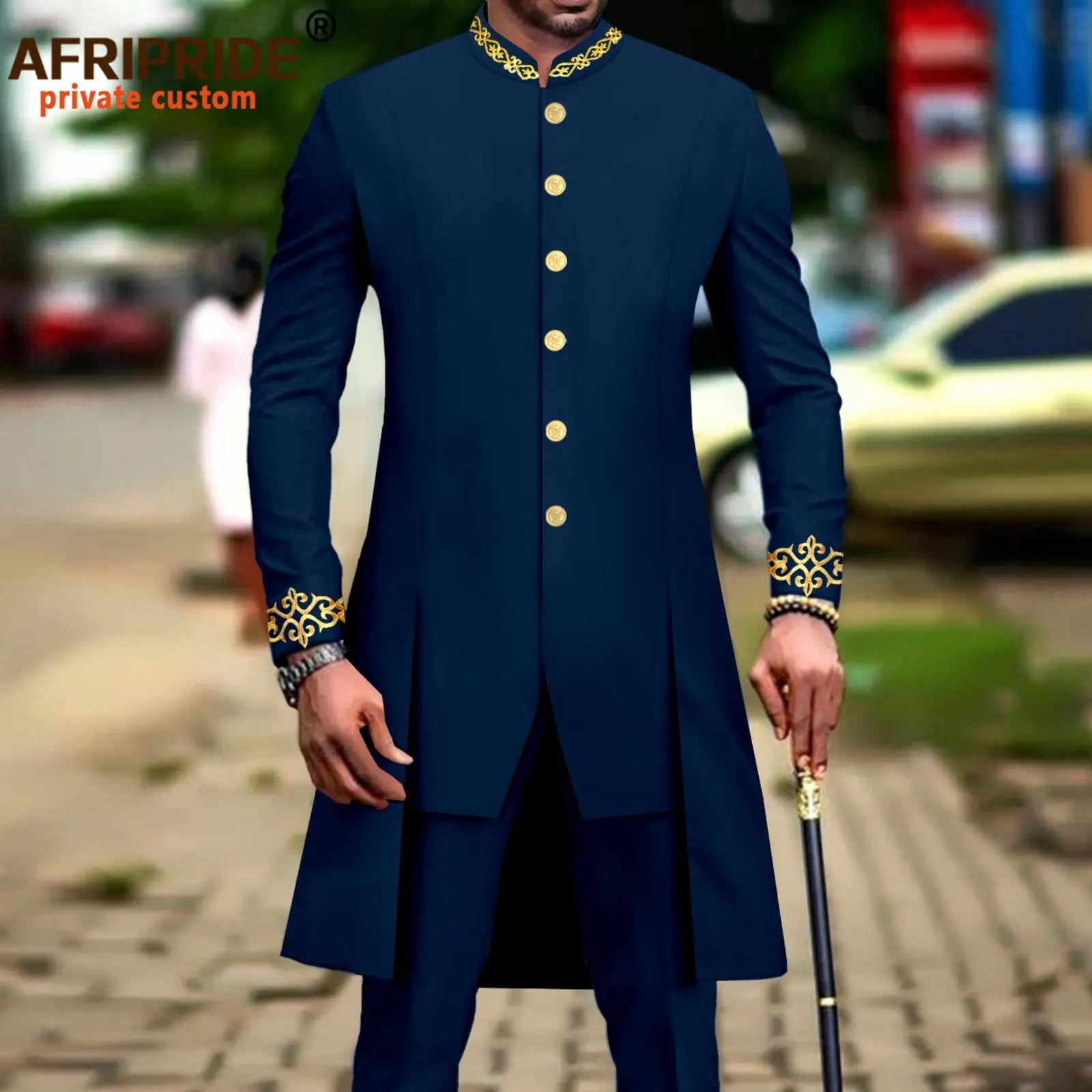 

Men`s Bussiness Suit Slim Fit Embroidery Blazer and Trousers 2 Piece Set Dashiki Outfits Bazin Riche African Clothes A2316053