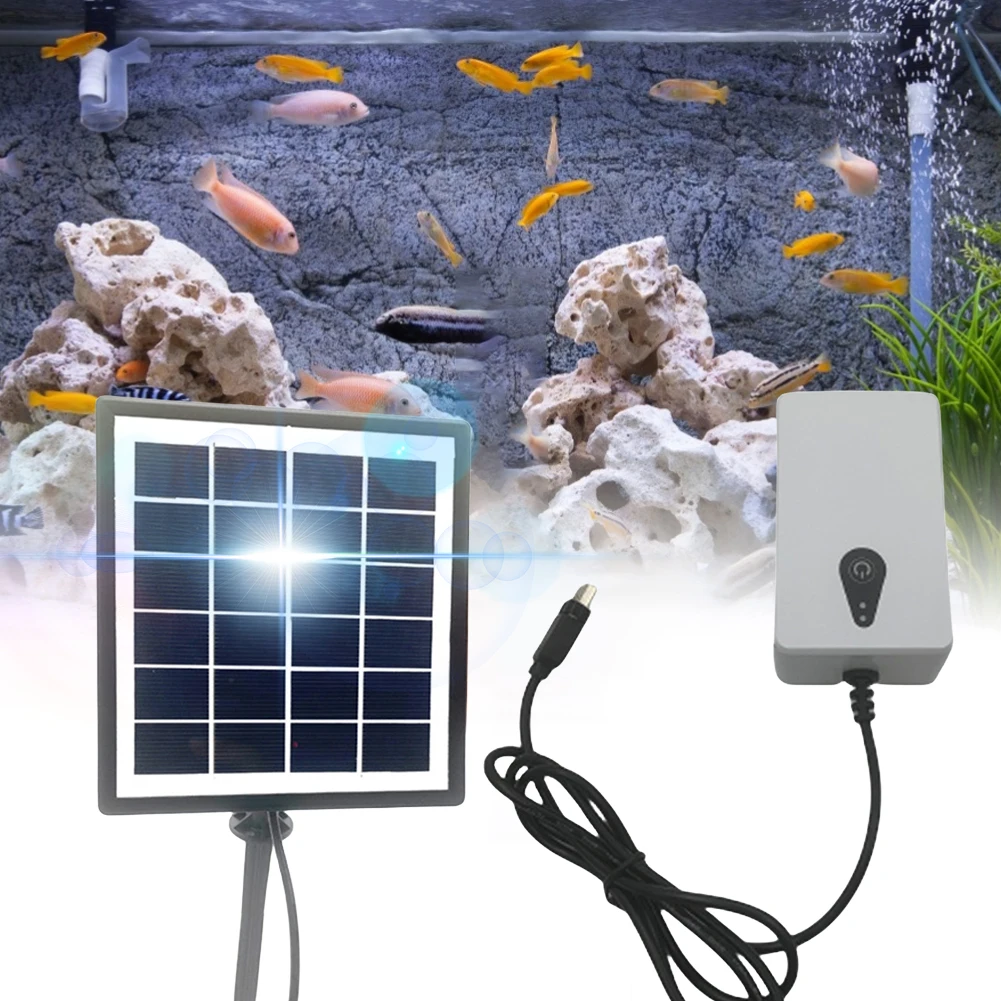 

6V 2W Aquarium Oxygen Aerator Solar Oxygen Pump Battery Powered Air Pump Fishing Aerator for Garden Fish Tank Outdoor Pool Pond