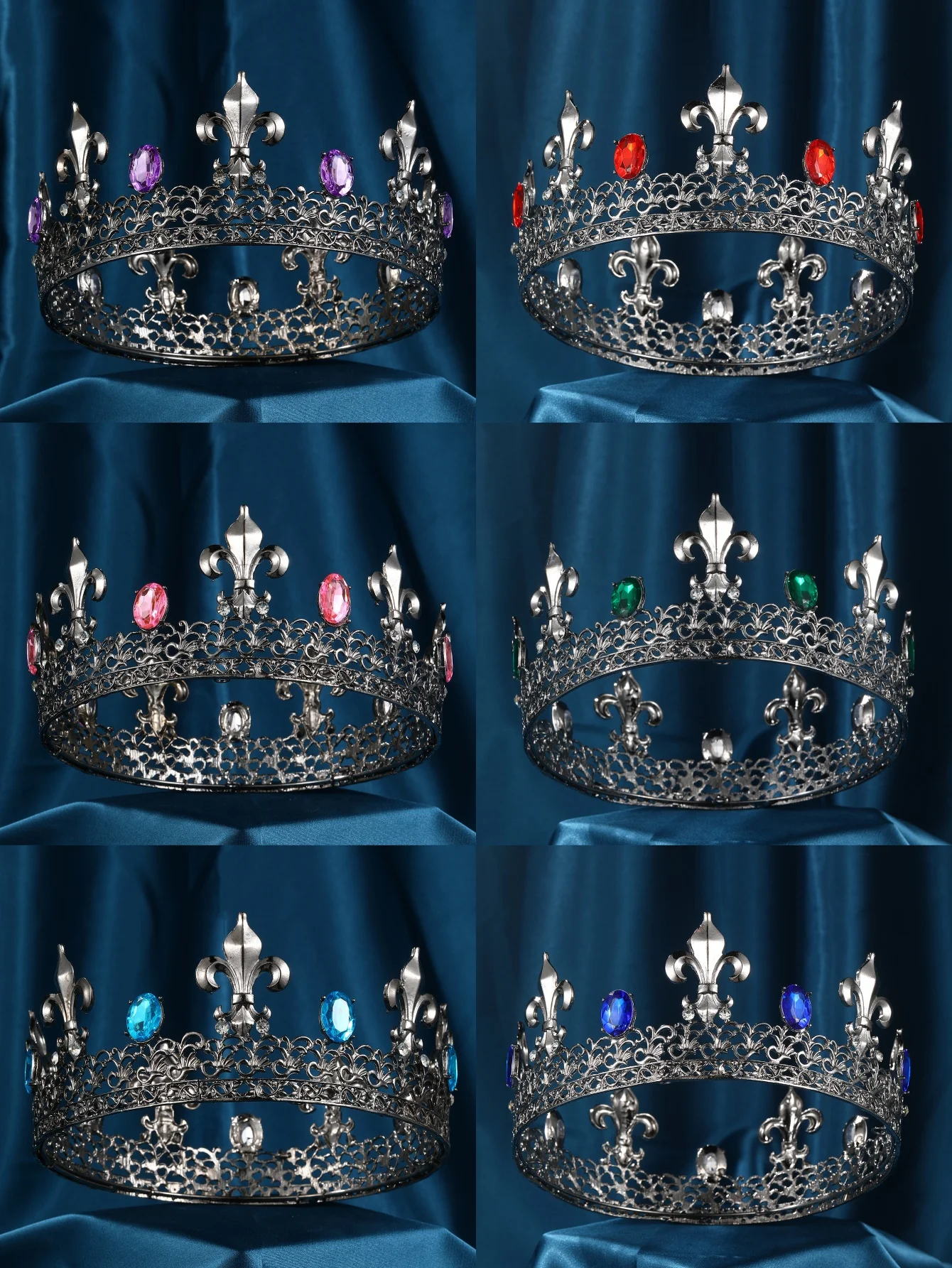 Prom King Crown for Men Royal Crown with Rhinestone Crowns for Women Crystal Queen Royal Crown for Wedding Party Decor