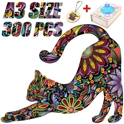 Irregular Shape Challenging Wooden Animal Puzzles Fancy Kitty Unicorn Educational Toys For Adults Kids Interesting Family Game