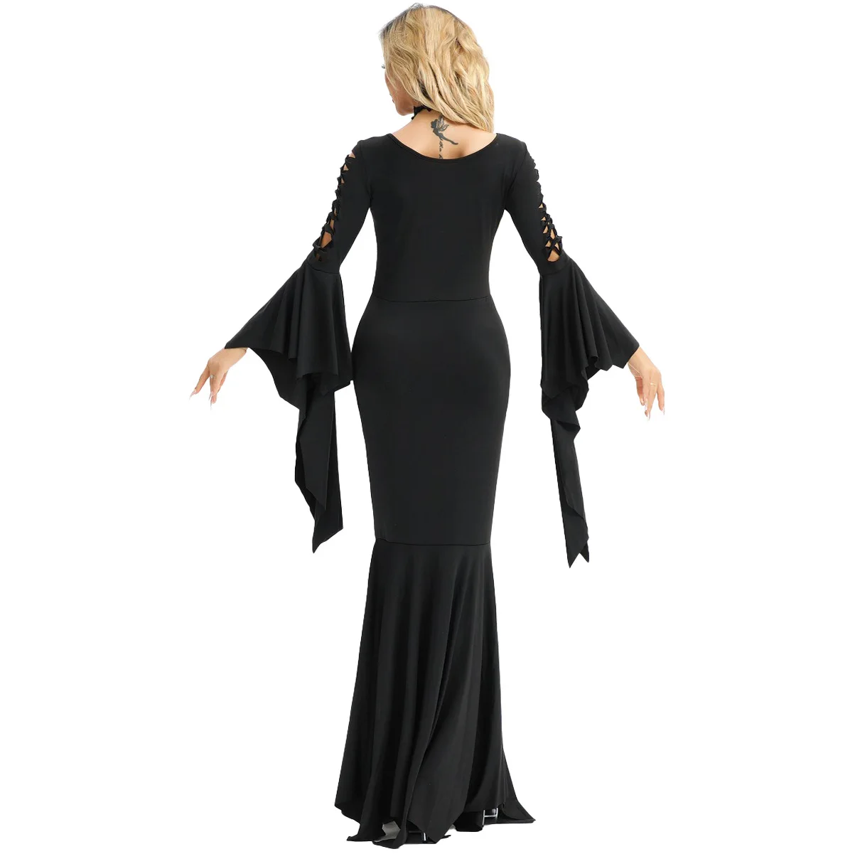 

Vampire Gothic Costume Woman Halloween Party Witch Role Play Maxi Dress Masquerade Stage Day of The Dead