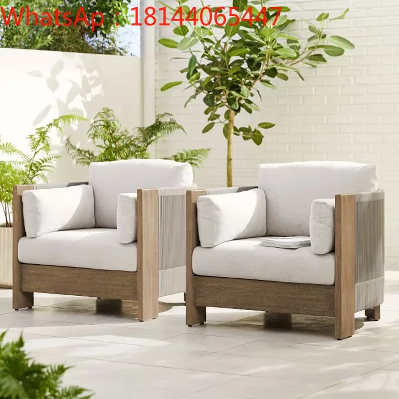 

2023 Modernist Design Outdoor Sofa Garden Sofa The Low-slung Seats And Broad Planks Weathered Solid Wood Teak Lounge Chair