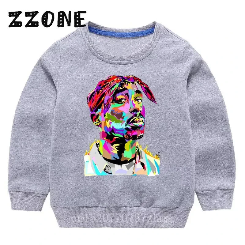 Kids Tupac 2pac Hip Hop Swag Sweatshirts Baby Cotton Pullover Tops Children's Hoodies Girls Boys Autumn Clothes,KYT287