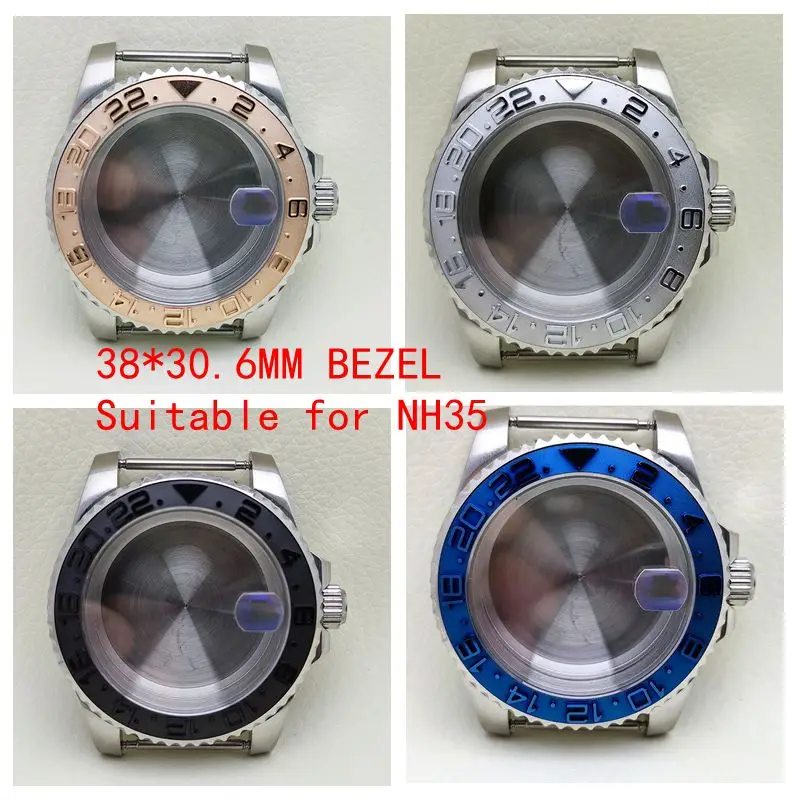 

NH35 40mm Case Stainless Steel Case 38*30.6mm BEZEL tilted ceramic stainless steel suitable for Rlx Yacht Master raised case