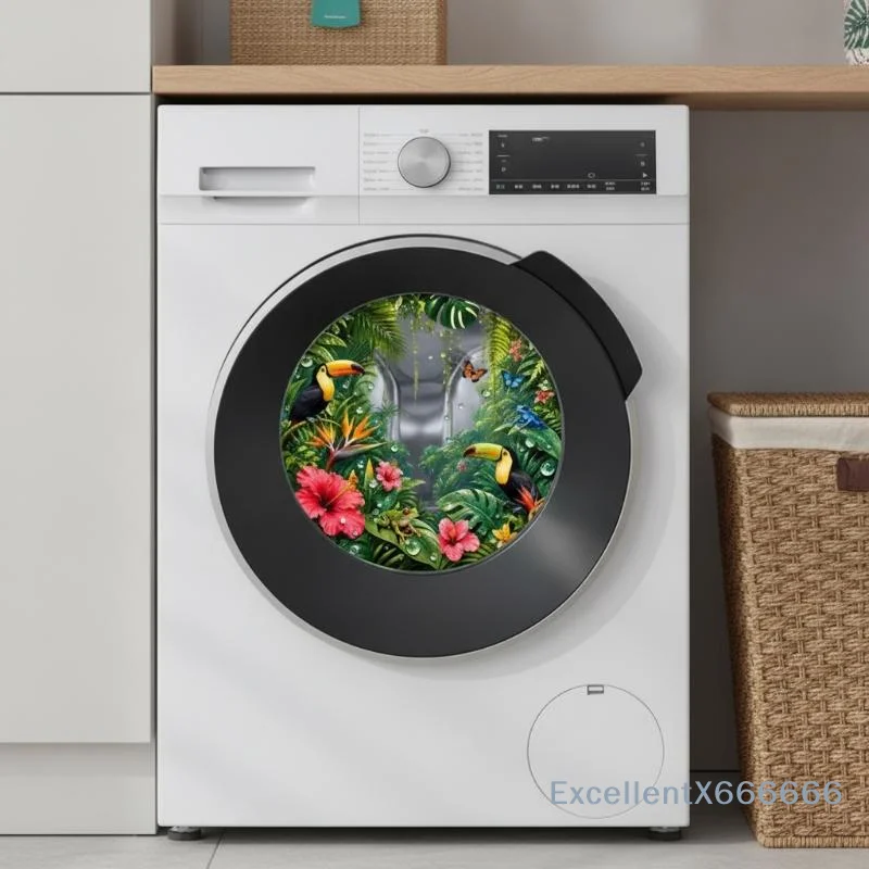 Creative Decorative Wall Sticker Self-Adhesive Fadeless Unique Pattern for Balcony Washing Machine Laundry Room Decoration