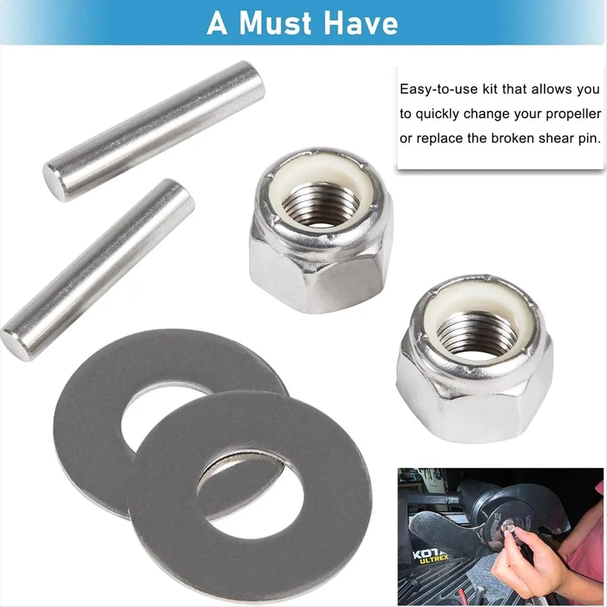 A20I Prop Nut Kit E MKP-34 for Shear Pin for Trolling Motor MKP-33 Weedless Wedge 1865019