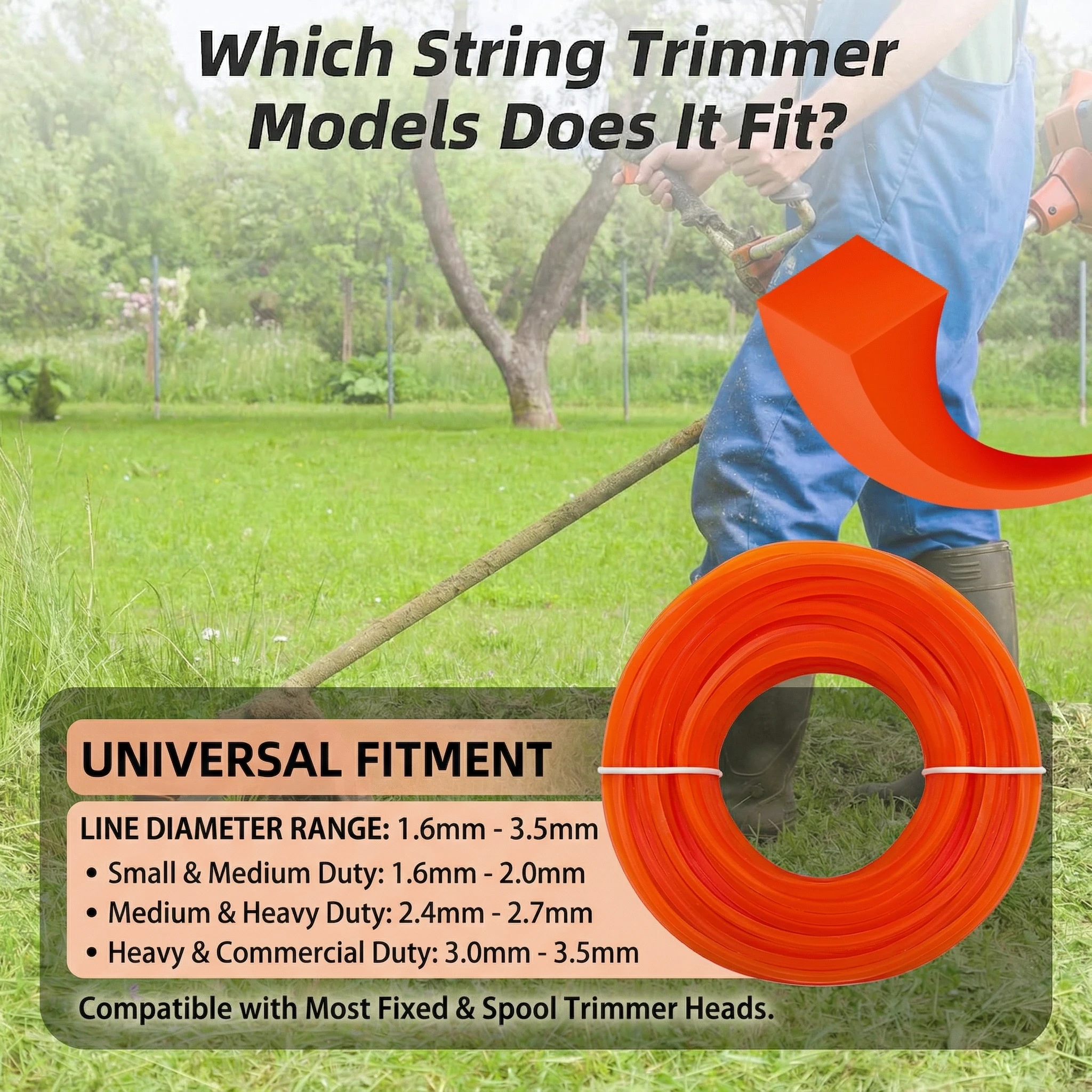TSES 20m*1.6mm~3.5mm Mowing Nylon Grass Trimmer Rope Brush Cutter Strimmer Line Mowing Wire Lawn Mower Accessory