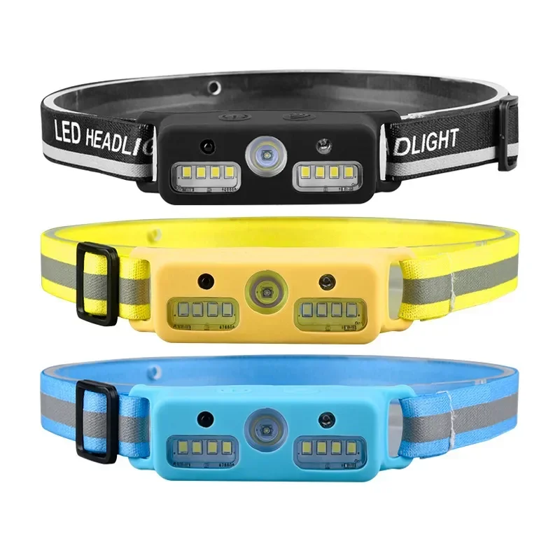 مصباح أمامي LED مقاوم للماء ، عالي السطوع ، قابل لإعادة الشحن ، قطعة خبز ، مصباح أمامي حثي ، صيد الأسماك ، التخييم ، ركوب الدراجات