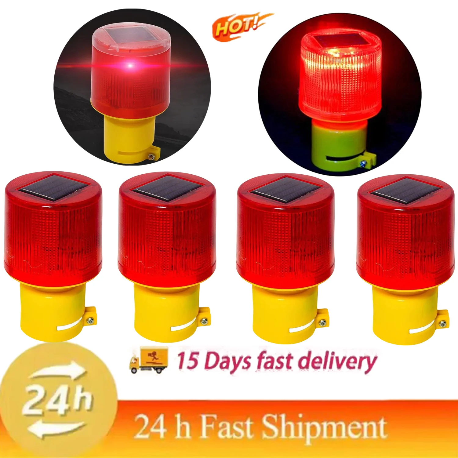 1/4Pcs Strobe Signal Warning Solar Light Flashing Lights For Fence Construction Ceiling Security Alarm Flashing Lamp