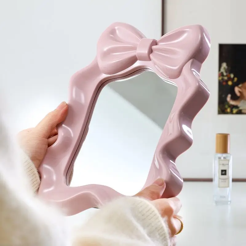 Bow Standing Makeup Mirror Cute Desktop Cosmetic Mirrors for Girls High-quality Portable Women Mirrors Sweet Style Wholesales