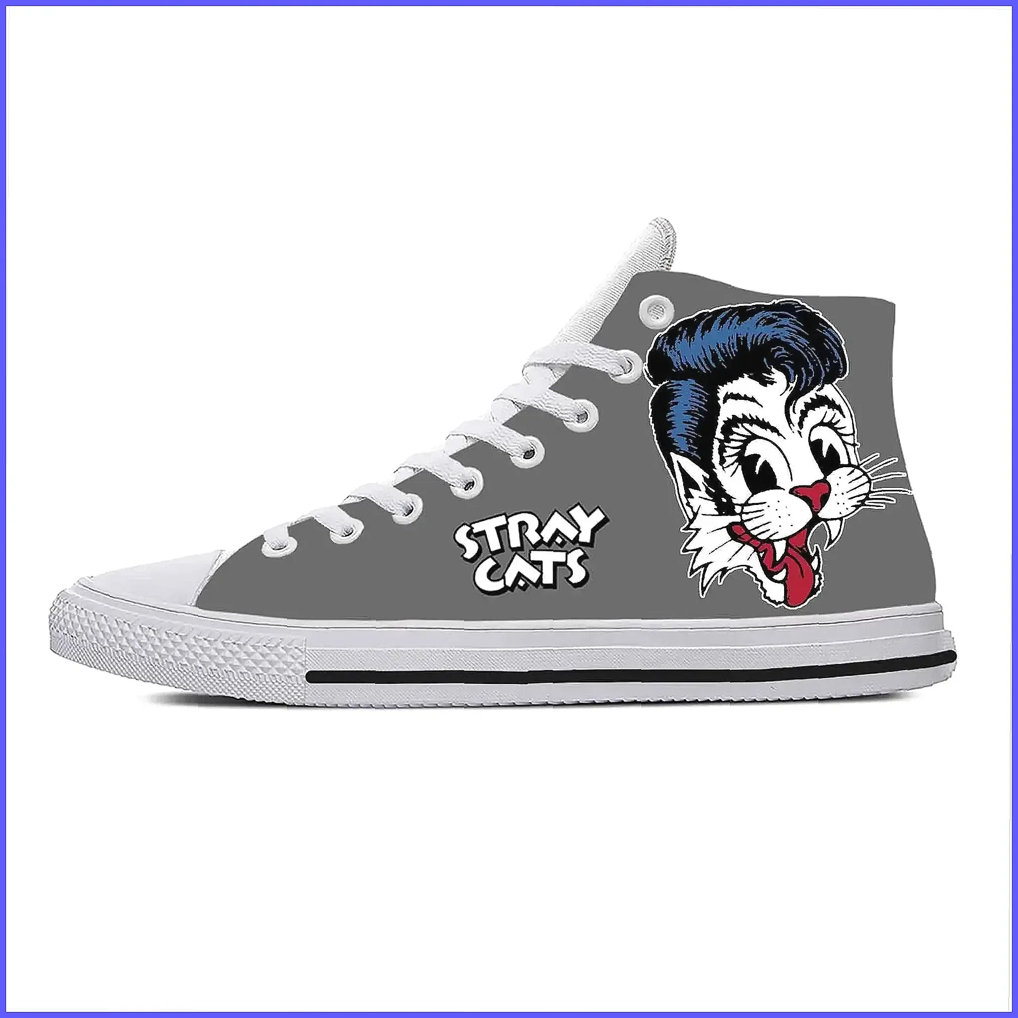 Cat Music Rock Band 3D Print Sneakers, Funny Stray Casual High Top Breathable Shoes for Men and Women (Character Count: 78)