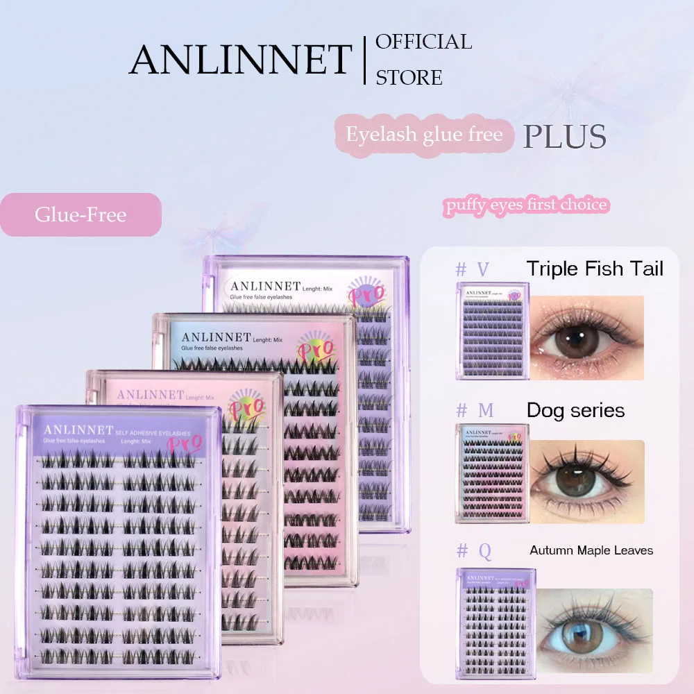 10 Reihen selbstklebende, natürliche, weiche DIY-Falsche Wimpern mit großem Fassungsvermögen, klebstofffreies Cosplay, Make-up im Anime-Stil, falsche Wimpern