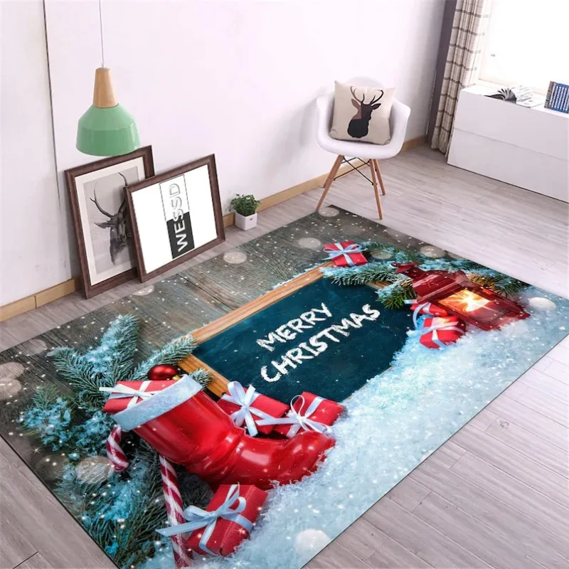 

Merry Christmas Decoration Welcome Home Anti-Slip Door Mat Carpet Santa Flannel Floor Rugs for Living Room Home Decor Rug
