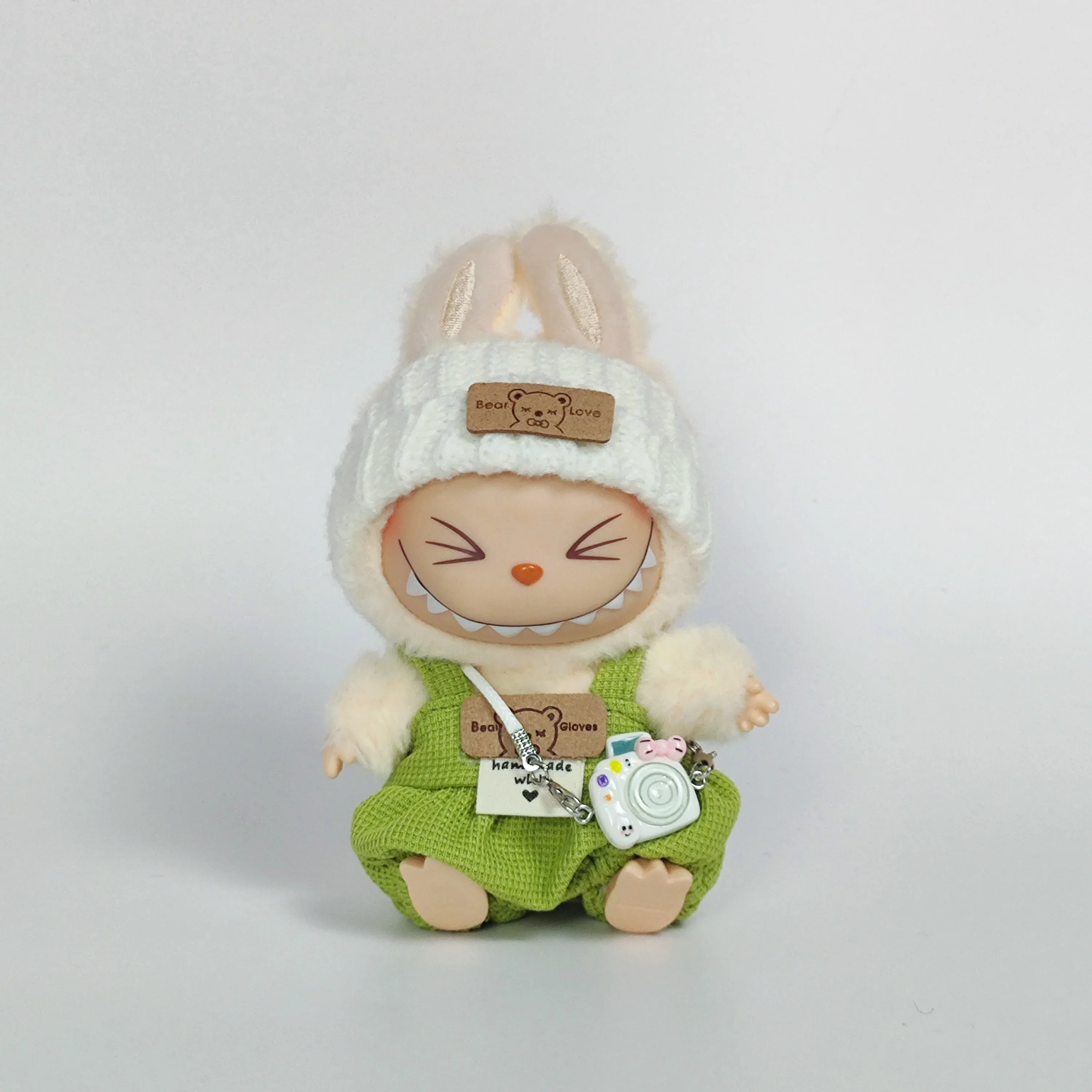 For 15-17cm Clothes for Labubu Keychain - Labubu Sit-Sit Party Doll Clothes (Overalls Two-Piece Set)