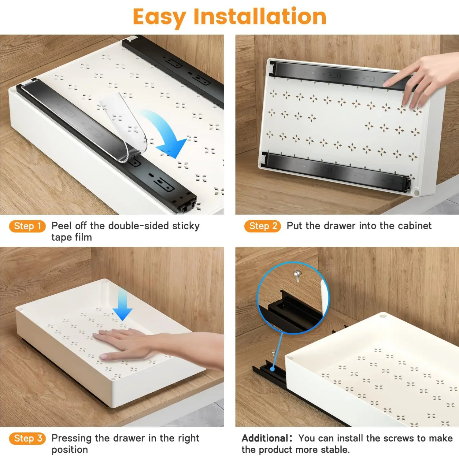 Punch-free Kitchen Pull-out Rack Pull-out Cabinet Storage Rack Under Sink Rack Pull Basket Drawer Kitchen Storage and Organizer