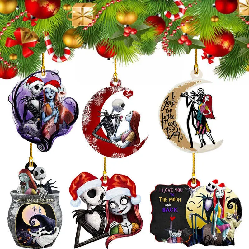 Disney The Nightmare Before Christmas Cartoon Christmas Tree Decoration Pendant Ornament Anime Figures Acrylic Plane Pendant Toy