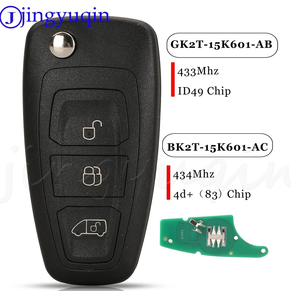 Jingyuqin For Ford Transit Transit Custom No Original Car Key Remote GK2T-15K601-AB/BK2T-15K601-AC 434 433MHz ID49 4D83 Chip