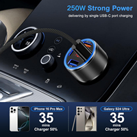 66-250W PD Car Charger QC3.0 Fast Charge One To Six Car Cigarette Lighter Plug Car Charger Flash Charge with Digital Display