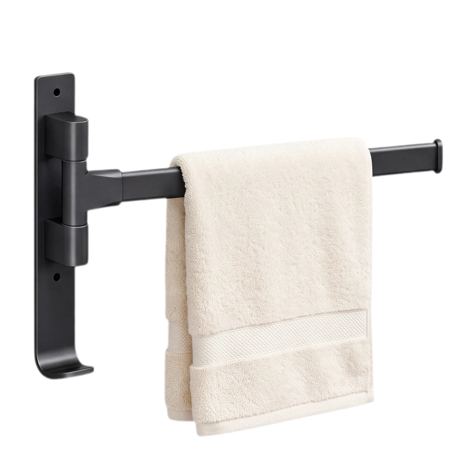 Wall Mounted Towel Bar Foldable No Drill Rotating Carbon Steel Multi-Rail Bathroom Space Saving Swivel Rack