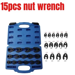 Crowfoot Wrench Set Chrome Plated Spanner Heat-treated Steel Industrial-grade Maximum Torque Rust Resistance Better Leverage