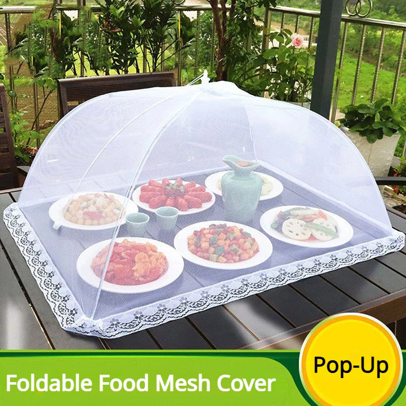 Foldable Food Mesh Cover Fly Anti Mosquito Pop-Up Food Cover Umbrella Meal Vegetable Fruit Breathable Cover Kitchen Accessories