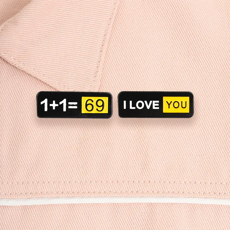 Good Girl Good Boy Emaille-Anstecknadel 1+1=69 Gleichung & Ich Liebe Dich Brosche Taschen-Abzeichen Valentinstag Schmuck Geschenk für Paare Beste Freunde – Detail 8