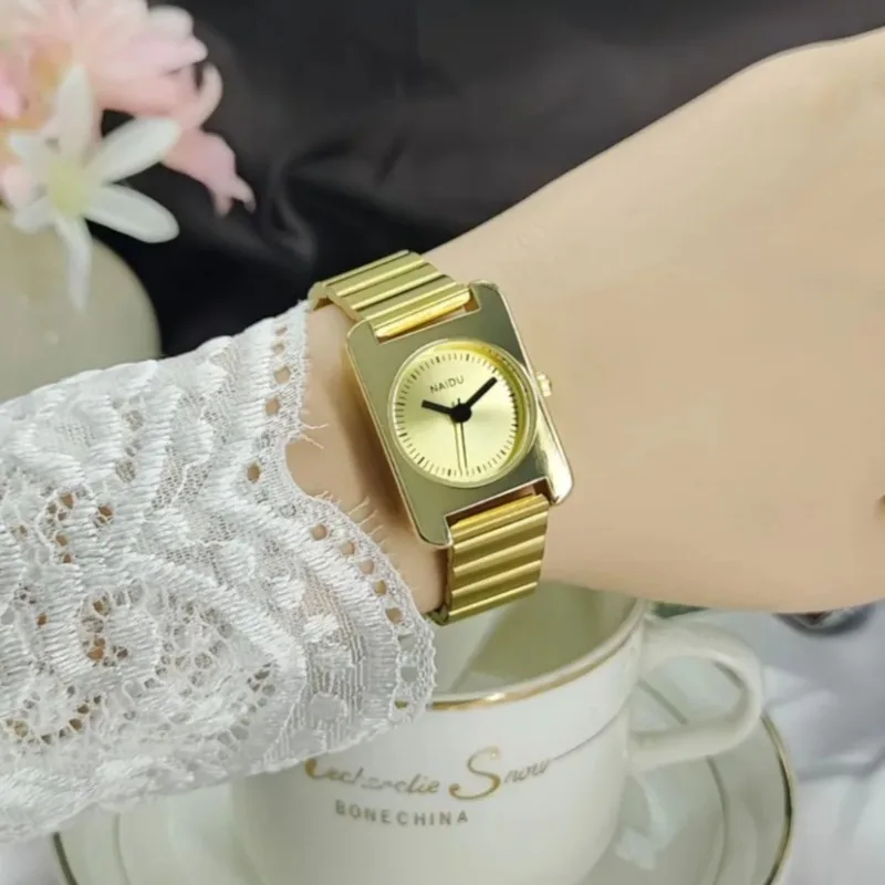 

Модные женские золотые часы, регулируемый ремешок из нержавеющей стали, кварцевые часы, модный роскошный подарок, женские наручные часы, дропшиппинг