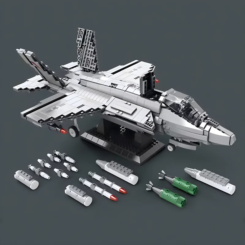 Reobrix 33021 Moc F-35 Lightning II เครื่องบินขับไล่เจ็ทบล็อกตัวต่อเรือเครื่องบินทิ้งระเบิดโมเดลตุ๊กตาของขวัญสำหรับเด็ก