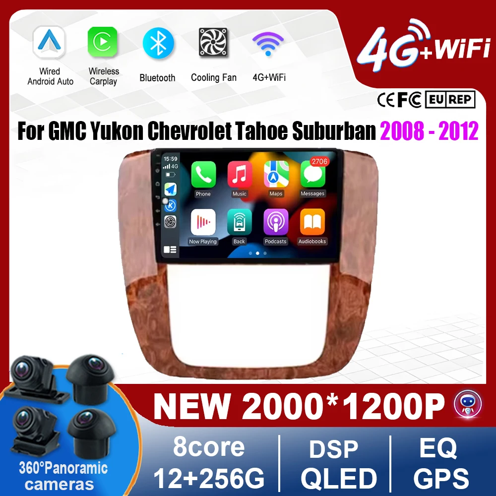 

Car Radio For GMC Yukon Chevrolet Tahoe Suburban 2008 - 2012 Multimedia Video Player Navigation GPS Car AccessorY 4G WIFI BT DSP