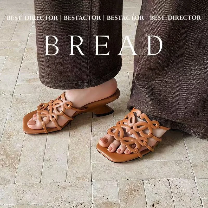 Nouvelles sandales d'été 2026 pour femmes en cuir naturel 22-25cm, mules à brides croisées en microfibre + peau de mouton + peau de porc, chaussures à talons hauts pour femmes