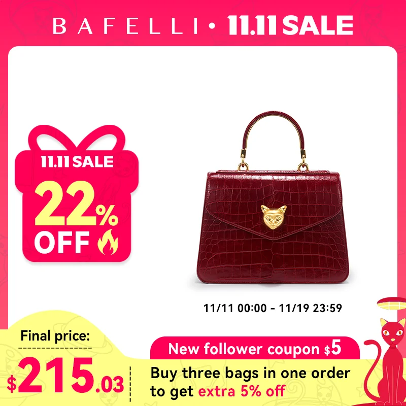 

2025 BAFELLI CAT WOMEN'S NEW CROCODILE PATTERN LEATHER FASHION HANDBAG STYLISH BUSINESS FEMALE LEATHER LUXURY BRAND OL PURSE