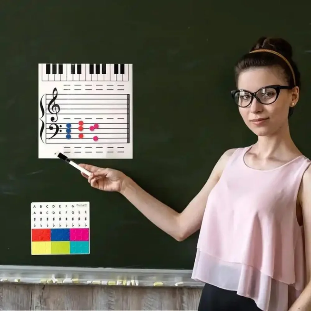 Writing Music Score Whiteboard Erasable Reusable Music Teaching Tool Dry Wipe Practice Magnetic Music Notes Stickers Students