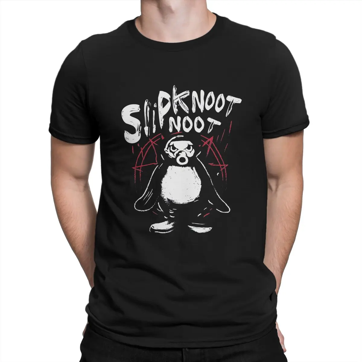 Slipknoot Noot Penguin Death Metal Goth Hard Rock Essential Men\'s T Shirt Heavy Black Metal Novelty Tees Short Sleeve Shirt