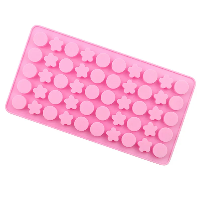 Silicone 50 Round Five-pointed Star Chocolate Insert Candle Fondant Glue Cookie Mold Jelly Pudding Mould XG1097