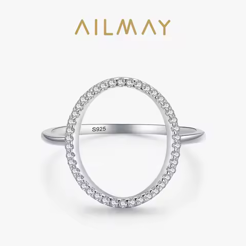 Ailmay New Arrival 100% 925 Sterling Silver Fashion Round Dazzling CZ Finger Ring For Women Girls Party Accessories Jewelry