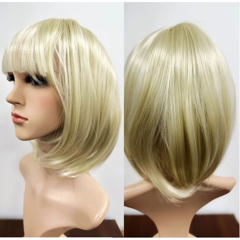 

Blonde Bob Wig Short Hair Brunette Cosplay Cute Costume Fancy Dress Fringe