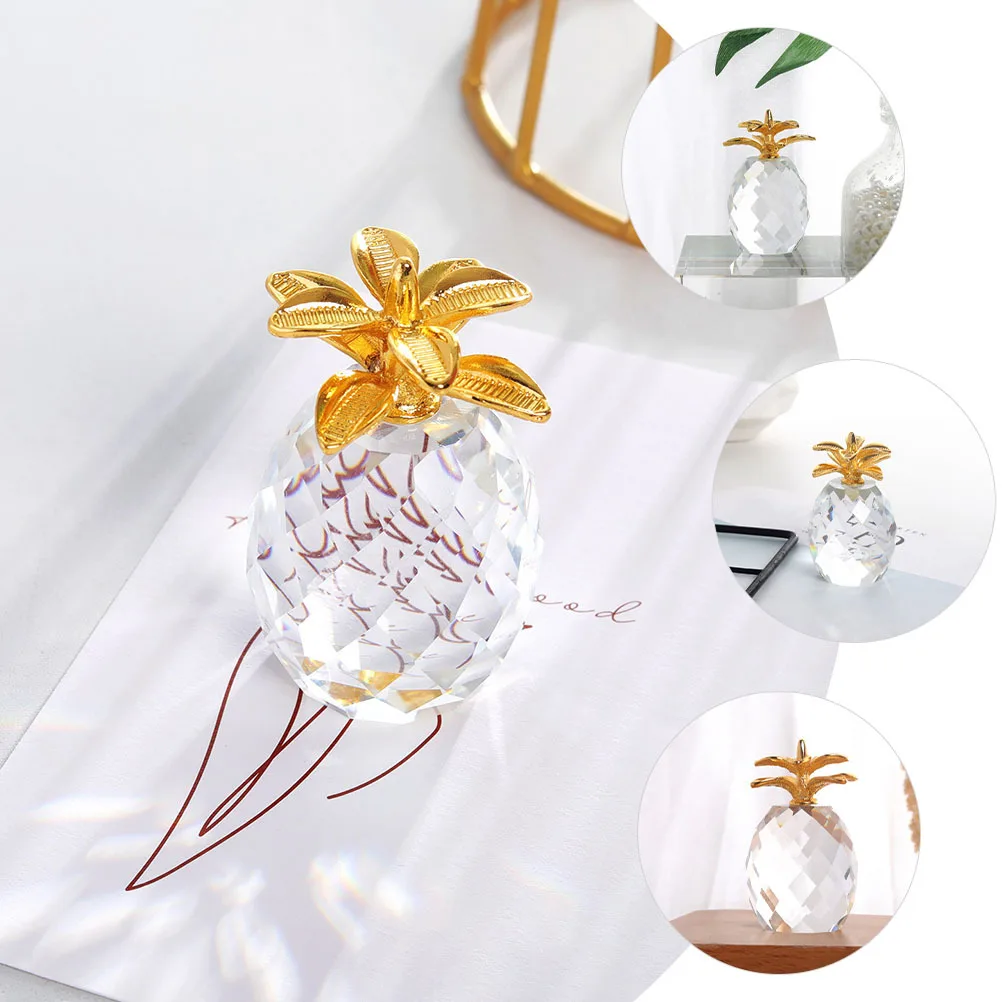 

2Pcs Crystal Pineapple Ornament Small Easy to Carry Gift Idea Decorative Sculpture for Living Room Bedroom Cabinet