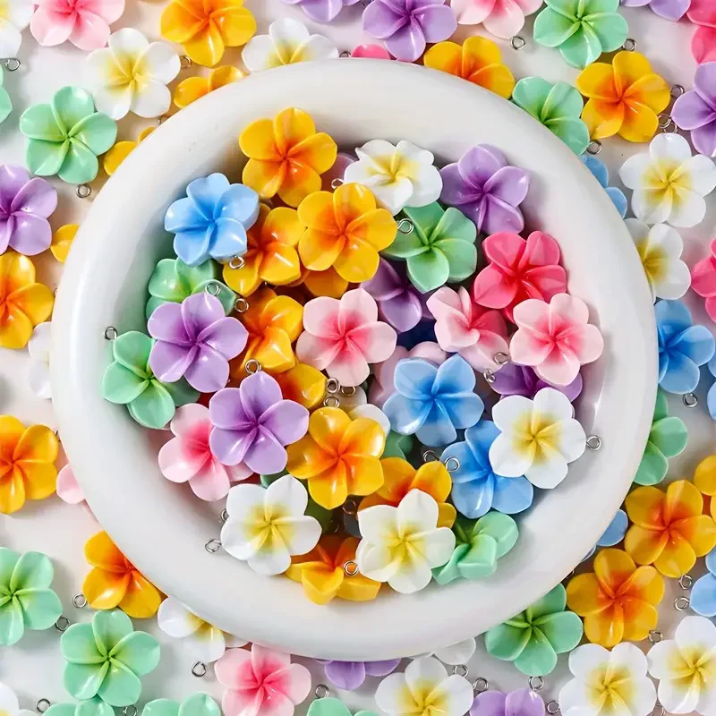 

24/30Pcs Kawaii Fresh Resin Egg Flowers Charms Sweet Mixed Color Flower Charms Pendant Diy Making Jewelry Accessories